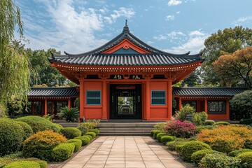 Serene Japanese Temple Architecture: A Tranquil Garden Sanctuary