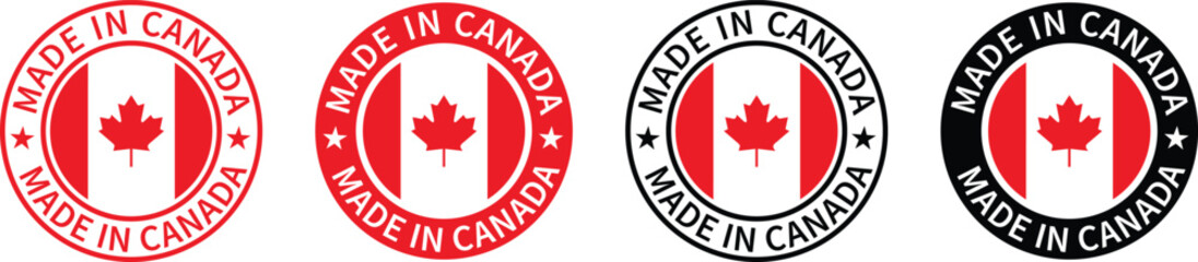 Made in canada stamp.Made in the canada labels, made in the canada logo, canada flag, canadian product emblem vector. 