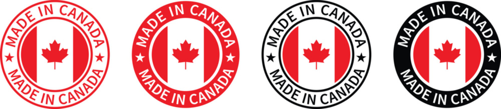 Made in canada stamp.Made in the canada labels, made in the canada logo, canada flag, canadian product emblem vector. 