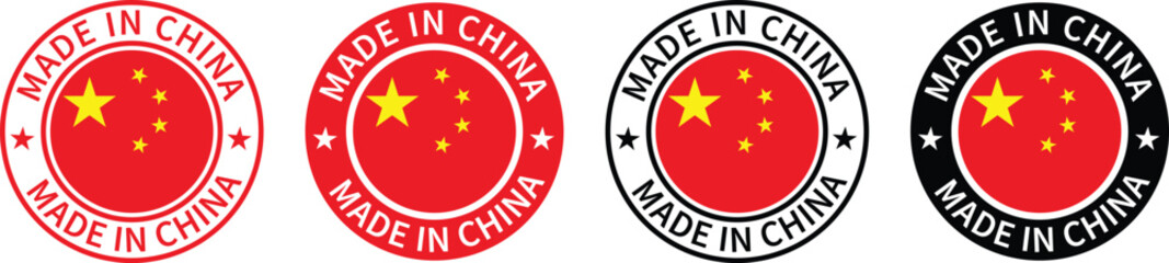 Made in china stamp. Made in the china labels, made in the china logo, china flag, chinese product emblem vector.