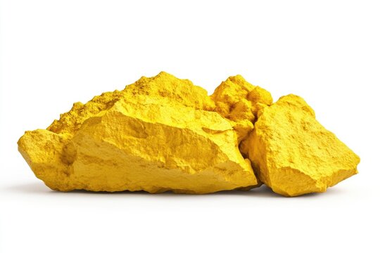 Yellow Rock Mineral Specimen Still Life on White for Science Concept - Powered by Adobe