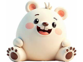 Obraz premium Cute Polar Bear Cub Sitting with Chubby Cheeks and Happy Grin
