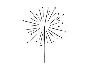 Fototapeta premium sparkling bengal fire icon doodle hand drawn. Outline drawing sparkling bengal fire line clipart symbol