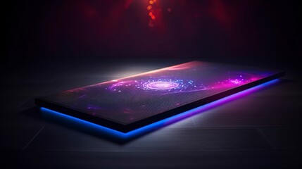 Yoga mat with glowing fitness tracker