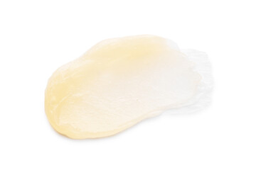 Sample of lip balm isolated on white, top view