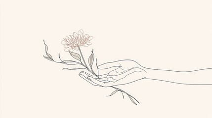 Delicate Hand Holds Blossoming Flower
