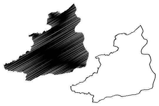 Jendouba Governorate (Governorates of Tunisia, Republic of Tunisia) map vector illustration, scribble sketch Jendouba map