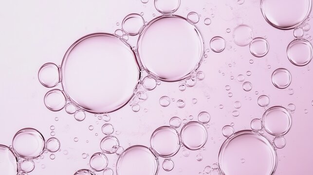 Translucent bubbles clustering in soft pink hues, forming ethereal pattern with varying sizes and delicate iridescent sheen