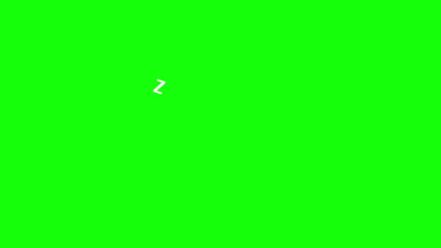 Shape motion graphics animation of snore the letters zzz. Sleep animation on a green chromakey background. Sleeping snooze symbol