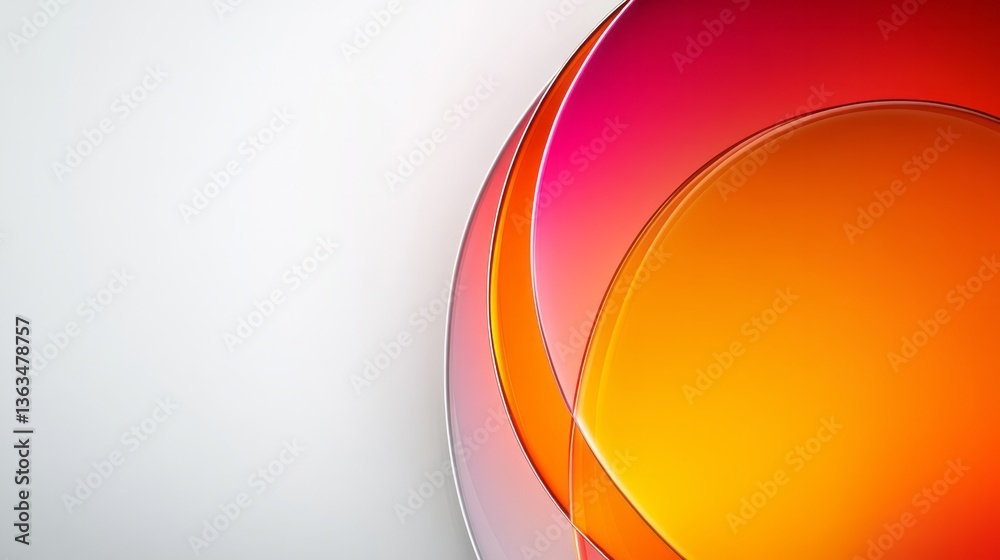 Wall mural abstract image showing layered curved shapes with vibrant color gradients