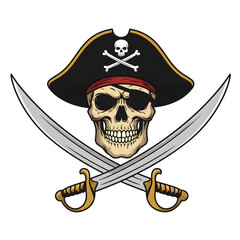 Fototapeta premium pirate skull and cross swords