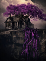 House on a cliff, generative AI
