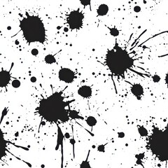 seamless Dynamic black ink splashes on a white background creating a striking contrast perfect for artistic and graphic use