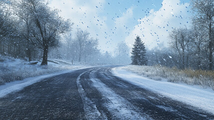 Fototapeta premium empty snowy road 