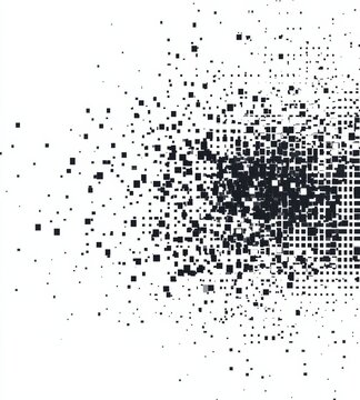 Design of a square pixel pattern with a white background and black squares