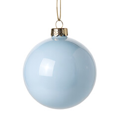 Christmas ball decoration, simple style, Pastel blue color, isolated on a transparent background