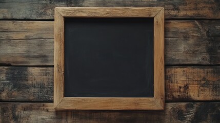 Empty Wooden Chalkboard on Rustic Wood