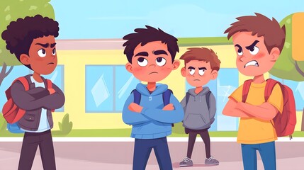 Illustration of Bullying in Elementary School Cartoon: Conveying a Powerful Message