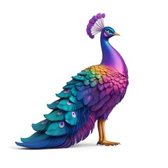 Obraz premium Vibrant Rainbow Peacock Bird Colorful Feathers Tail Design Illustration
