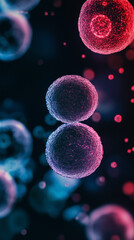 close up Moving cells under microscope