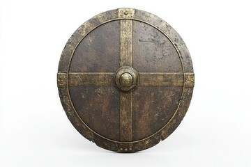 Isolated Viking Shield with Cross Detail Perfect for Historical Illustrations