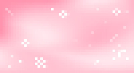 Abstract pixel art light pink sakura blossom color background. Vector simple horizontal backdrop. Blurred digital gradient. Pastel pink smooth y2k aesthetic. Minimal style. Geometric vector texture