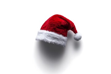 A festive red and white hat floating over a surface