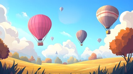 Obraz premium Colorful Hot Air Balloon Festival Vector Illustration for Creative Projects