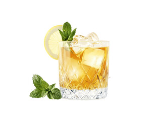 Isolated Ice Tea Glass with Mint and Lemon