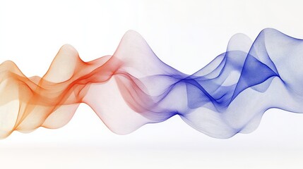 Wavy abstract shape flows horizontally blending from red to blue