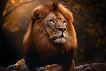 Naklejka premium Lion wildlife animal mammal.