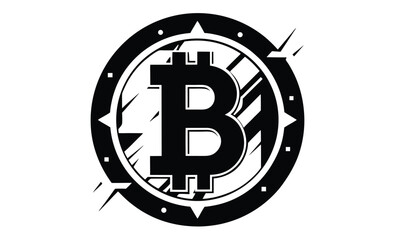 Bitcoin icon vector art silhouette, bit coin icon vector design