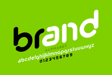 Brand. Modern style font, alphabet letters and numbers vector illustration