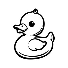 Rubber duck isolated on a white background. Bath toy duck. Concept of childhood, bath time, playful design. Print, icon, design element
