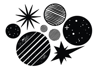Bold Brush Hand-Drawn Geometric Elements – Grunge Style

