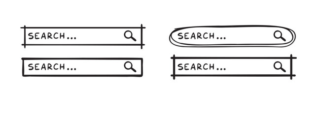 Doodle search bar hand drawn icon. Searching bars