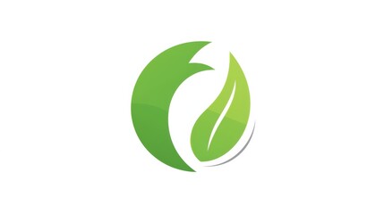 Green Earth logo with leaf icon, flat vector design featuring a globe and eco-friendly symbols
