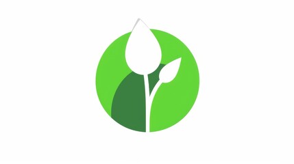 Green Earth logo with leaf icon, flat vector design featuring a globe and eco-friendly symbols
