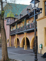 Easter bunny decoration at an old facade at Colmar
