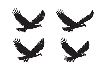 Fototapeta premium Flying Eagle Silhouette Set Majestic Raptor Vector Illustration