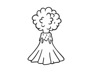 volcano doodle hand drawn icon. Outline drawing erupting volcano line clipart symbol