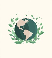 Green Earth logo with leaves on the edge