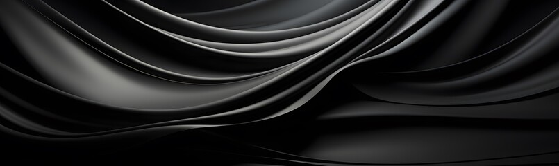Elegant Black Fabric Texture with Smooth Waves for Background Designs