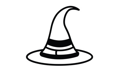 Halloween witch hat icon silhouette, Halloween witch hat black silhouette, Set of different witch hats vector illustration, witch hat silhouette vector