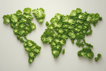 world map made of lettuce leaves AI-generated