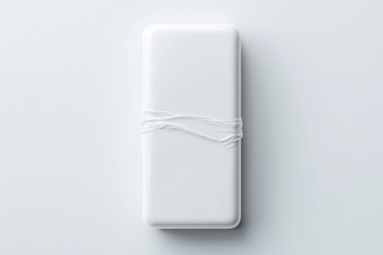 Blank white rectangular bar wrapped in white string
