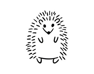 Cartoon doodle hand drawn cute hedgehog. Hand-drawn adorable hedgehog. Forest animals. Outline drawing for children.