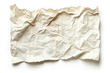 A crumpled, aged piece of paper with torn edges and subtle stains.
