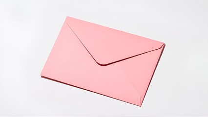 pink envelope paper on white background,flat top view,empty,letter