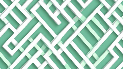 Abstract geometric pattern with stripes, lines. Seamless vector background. White and green ornament. Simple lattice graphic design.